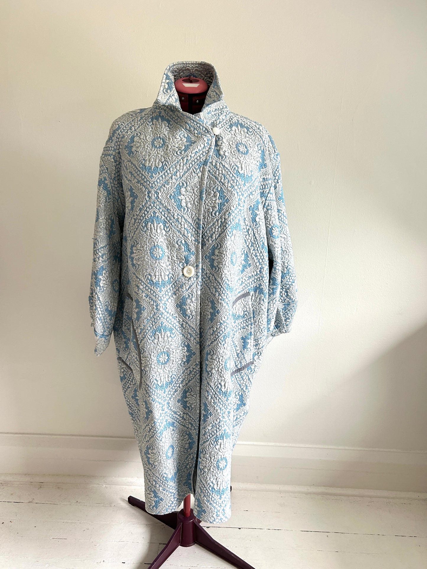 Trench with Vintage Brocade Coverlet Blankets Size 2X/3X #TRENCH1