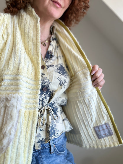 Vivianne Cropped Jacket with Upcycled Vintage Chenille Size XL/2X #CVCCHX2X21