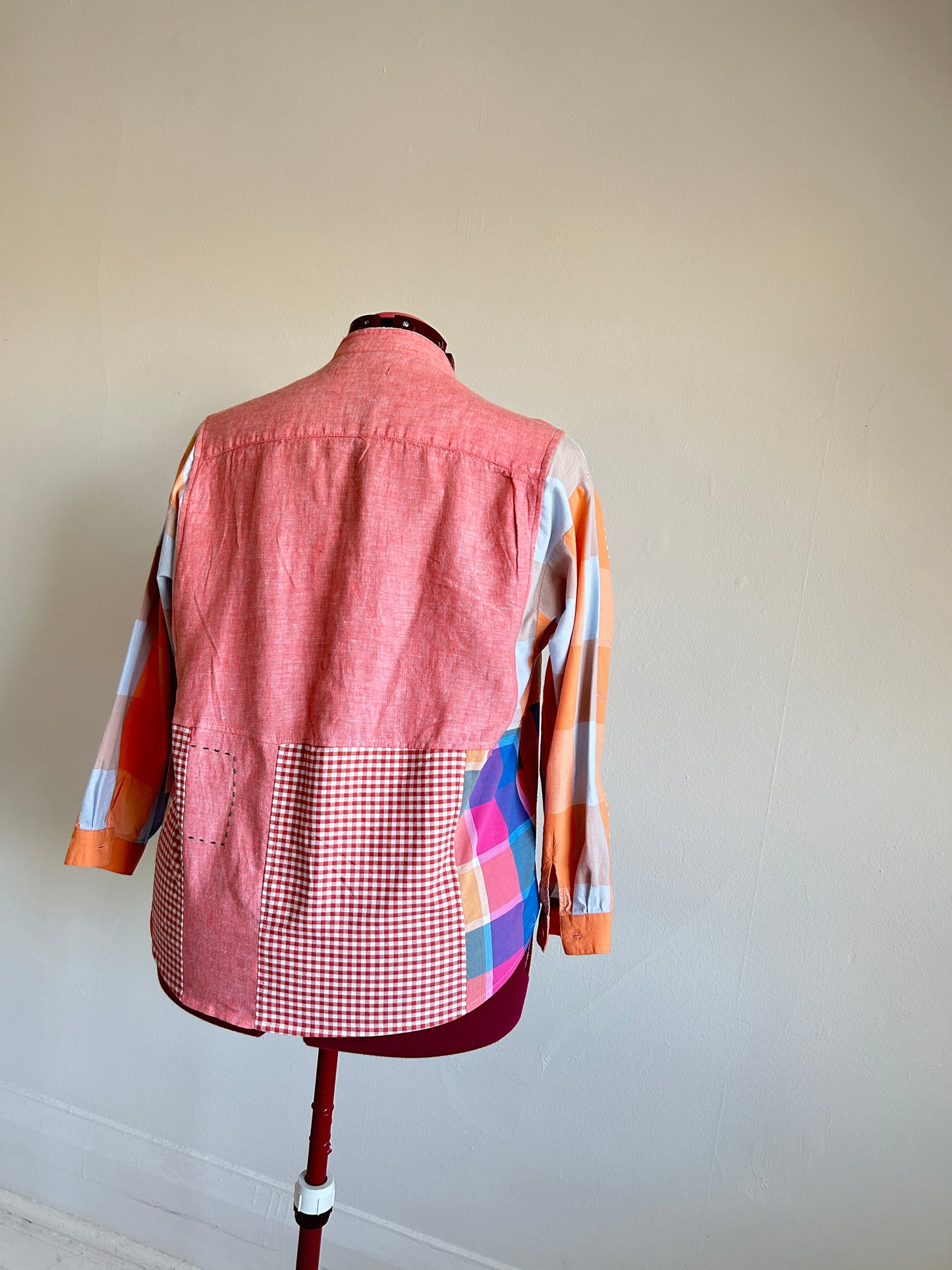 Reworked “Tuxedo Workwear” Buttondown Shirt with Handstitching XL/2X #TB23X10