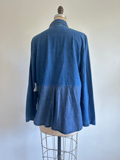 Upcycled Modern Workwear Denim Shirt - Circle Series Size M/L #DENML5