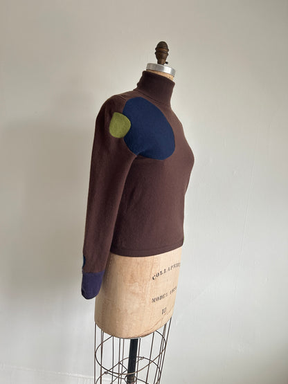 Abstract Art Patched Upcycled Cashmere Sweater S/M #CASSM10