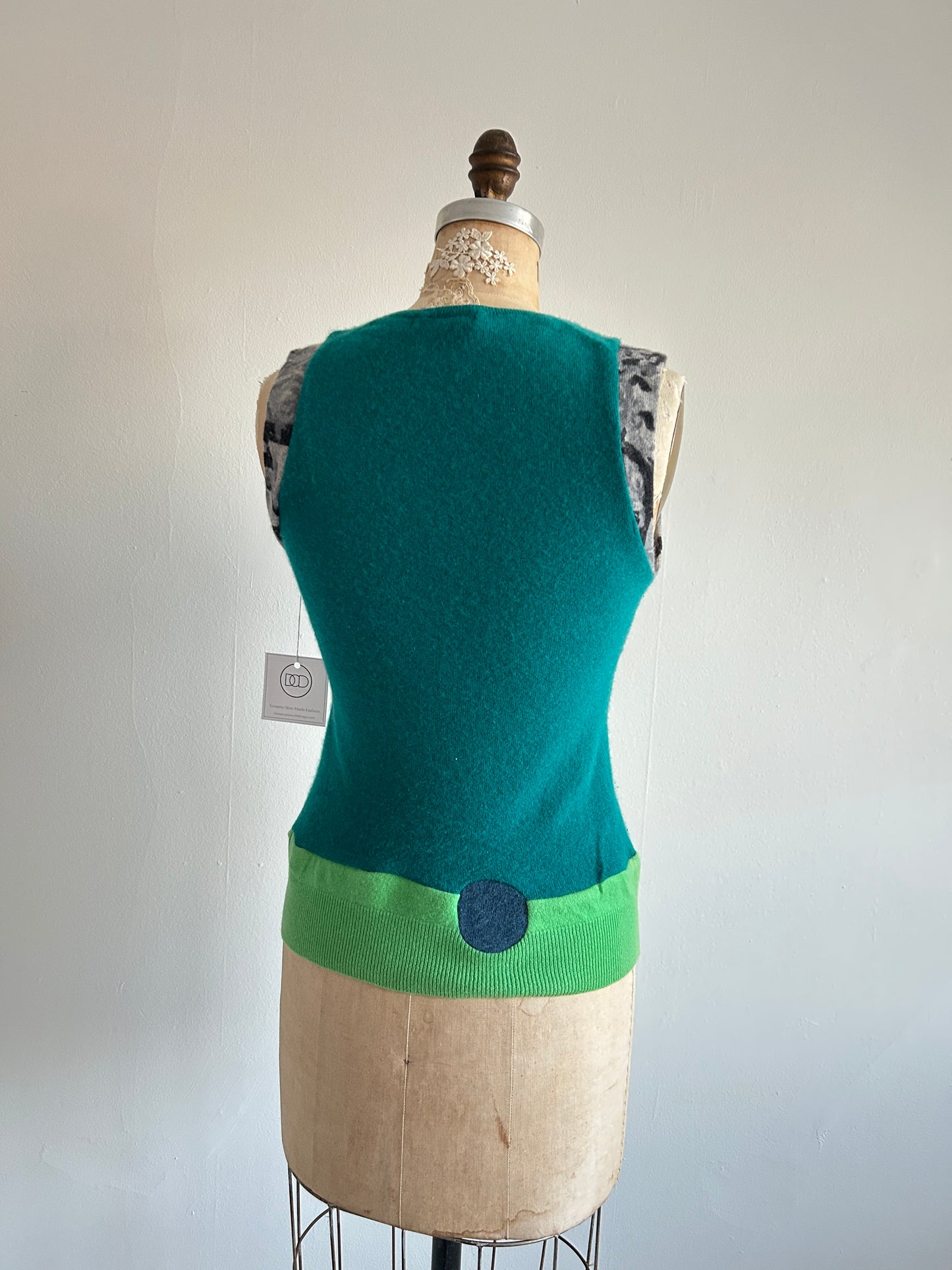 Abstract Art Patched Upcycled Cashmere Vest Size XS/S #CAVXXS26