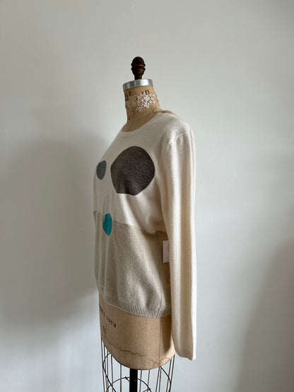 Abstract Art Patched Upcycled Cashmere Sweater L/XL #ART16