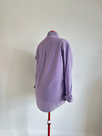 Upcycled Modern Workwear Ralph Lauren Pinstripe Shirt - Circle Series Size 2X/3X #PIN3