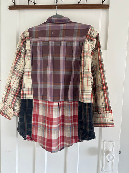 Reworked “Tuxedo Workwear” Buttondown Shirt with Handstitching M/L #TBML6