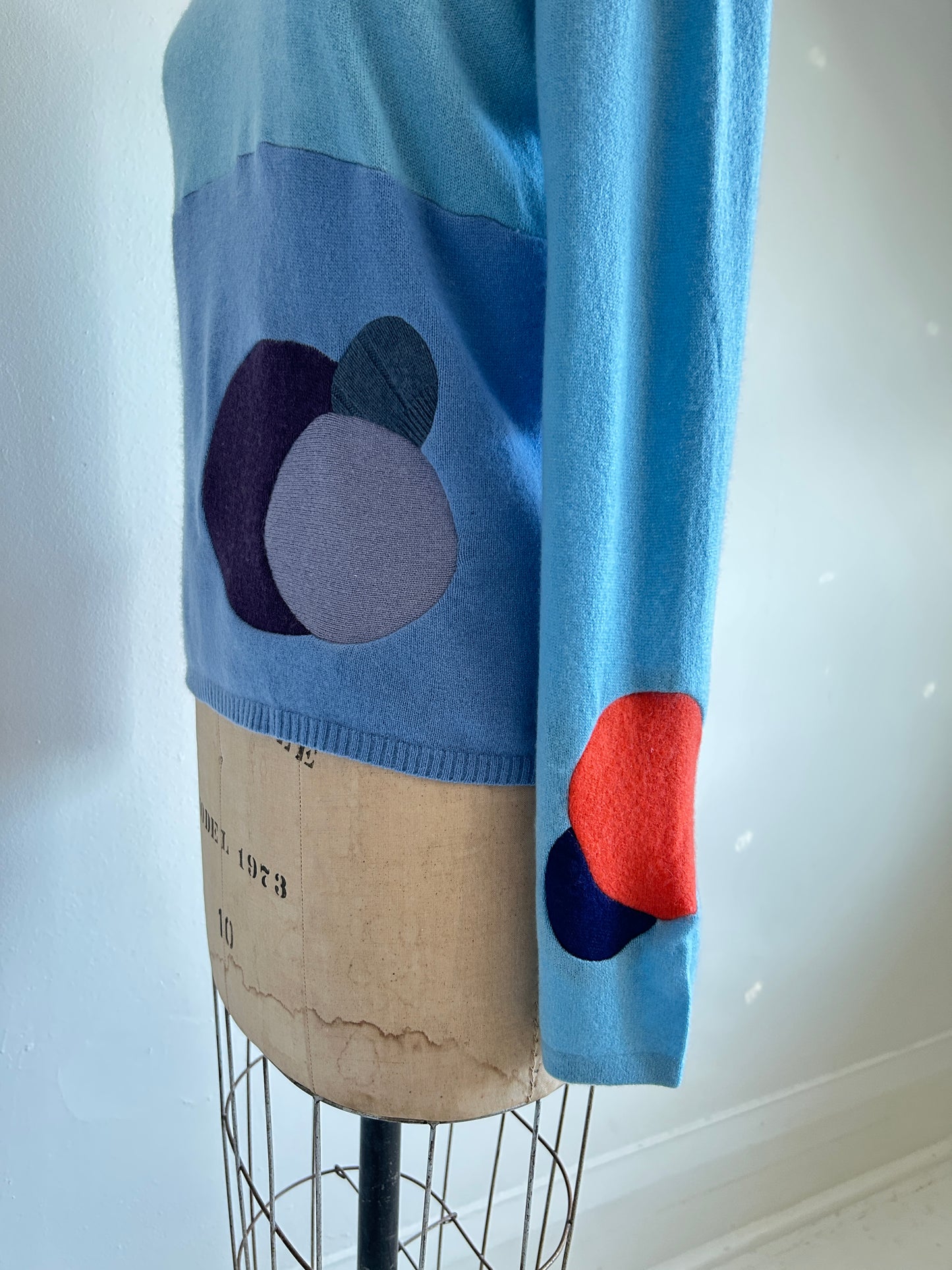 Abstract Art Patched Upcycled Cashmere Sweater M/L #CASML10