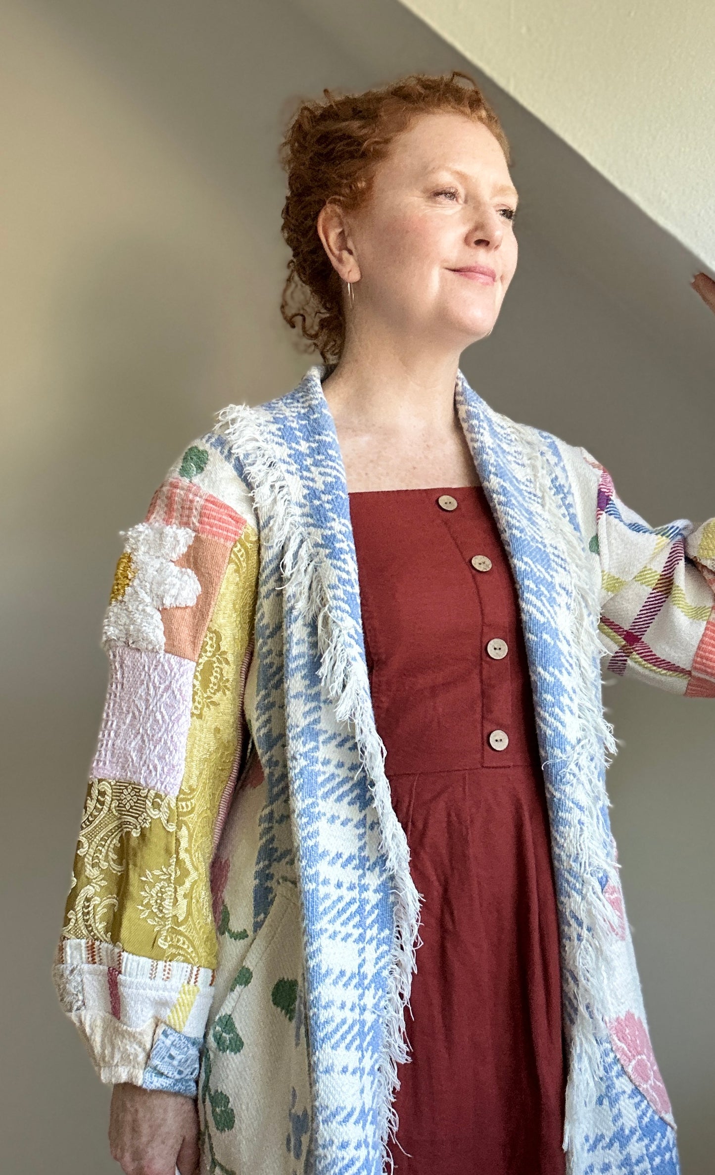 Vivianne Jacket with Upcycled Woven Throw Patchworked Size S/M #VIVT7