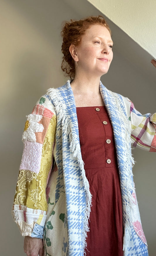 Vivianne Jacket with Upcycled Woven Throw Patchworked Size S/M #VIVT7