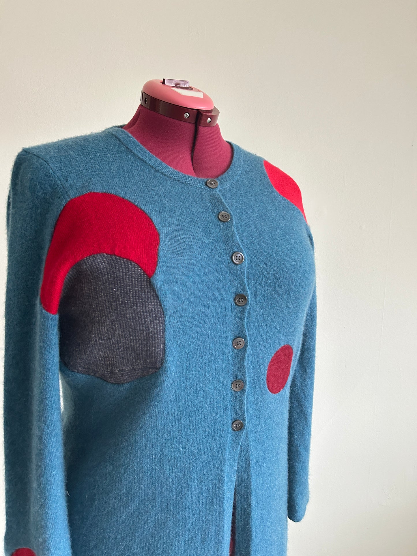 Abstract Art Patched Upcycled Cashmere Sweater L/XL #CAS23X36