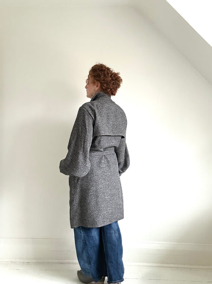 Edit Trench with Deadstock Charcoal & Silver Weave Sizes XS-2X #CTEB