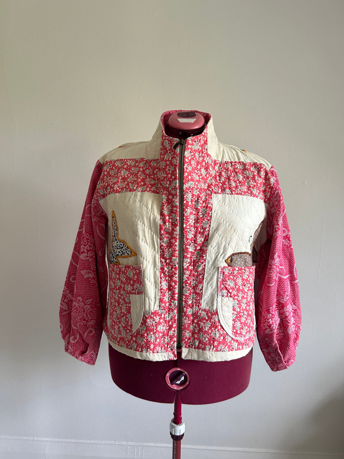 Billie Zip Up Jacket with Upcycled Vintage Butterfly Quilt Size XL/2X #BILLX2XCR1