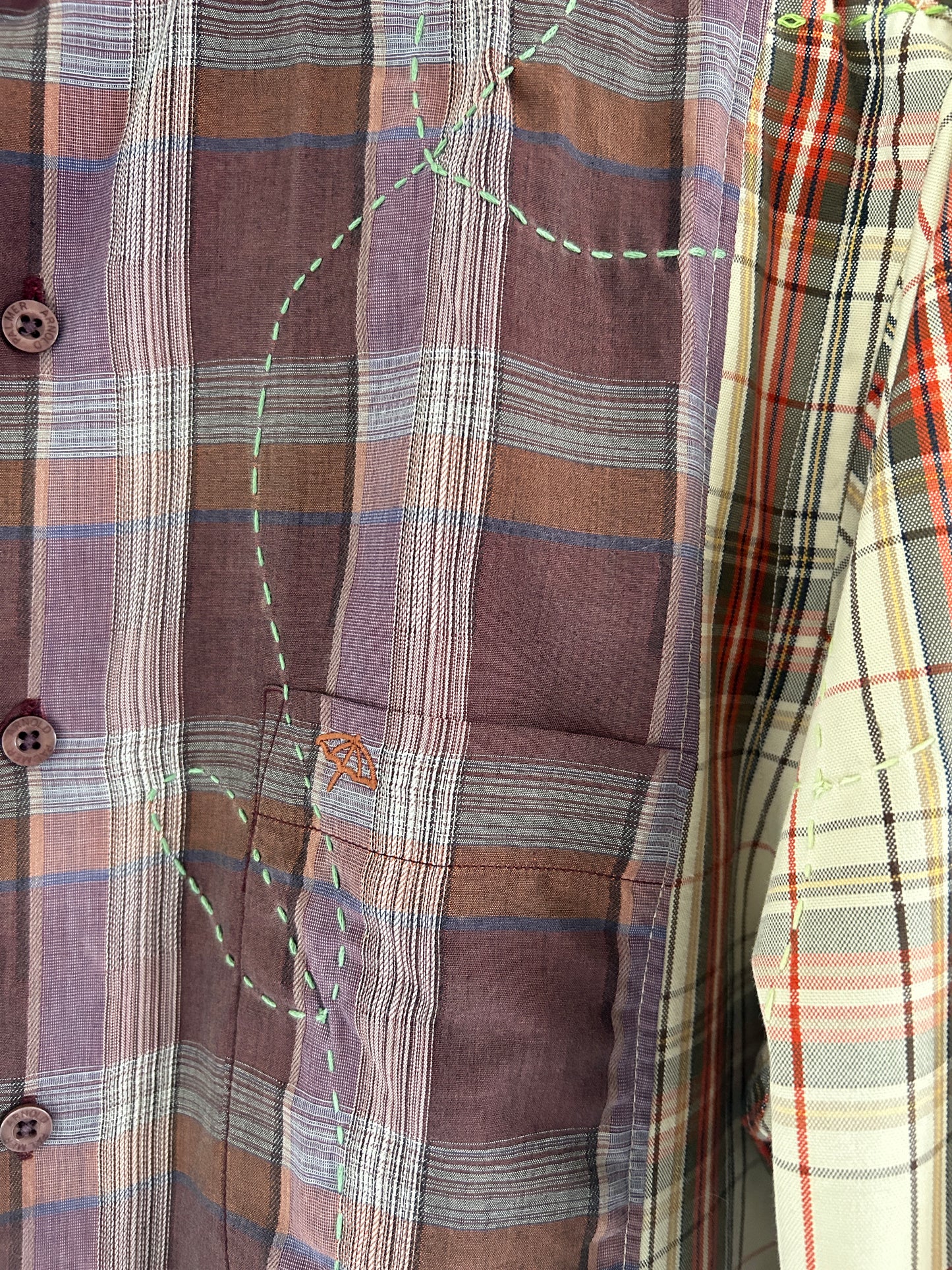 Reworked “Tuxedo Workwear” Buttondown Shirt with Handstitching M/L #TBML6