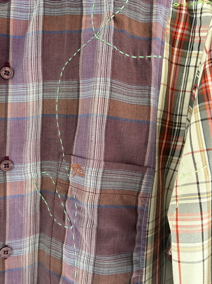 Reworked “Tuxedo Workwear” Buttondown Shirt with Handstitching M/L #TBML6