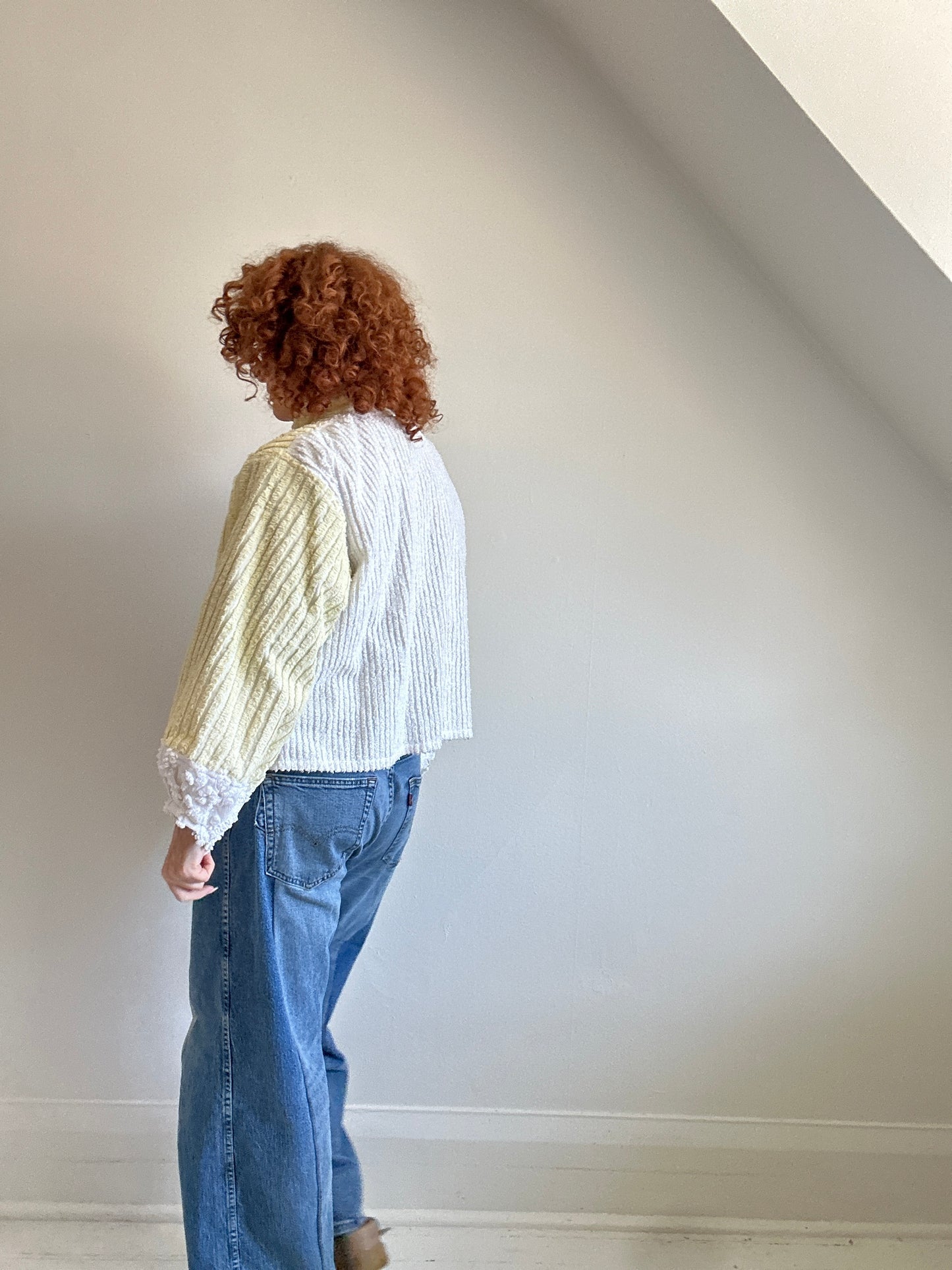 Vivianne Cropped Jacket with Upcycled Vintage Chenille Size XL/2X #CVCCHX2X21