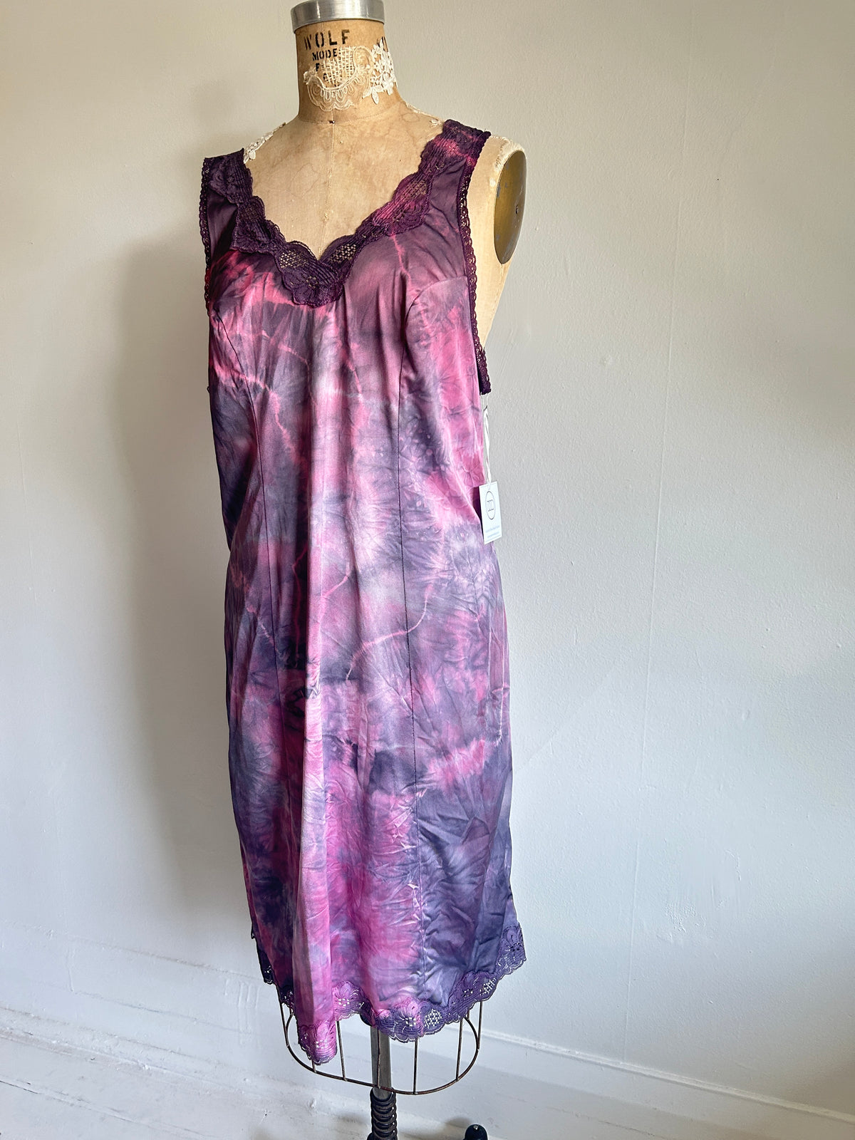 Hand Dyed Vintage Slip Dress Size L #VIN10