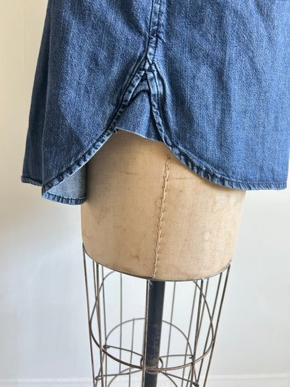 Upcycled Modern Workwear Denim Shirt - Circle Series Size M/L #DENML5