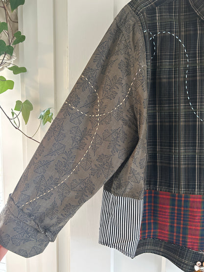 Reworked “Tuxedo Workwear” Buttondown Shirt with Handstitching XL/2X #TBX2X19