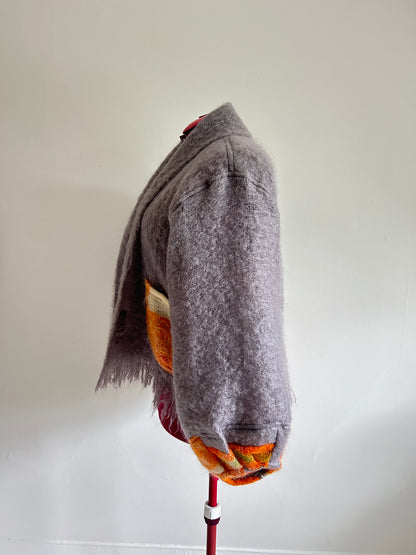 Vivianne Cropped Jacket with Upcycled Holt Renfrew Vintage Mohair Wool Size 2X/3X #VIVW18