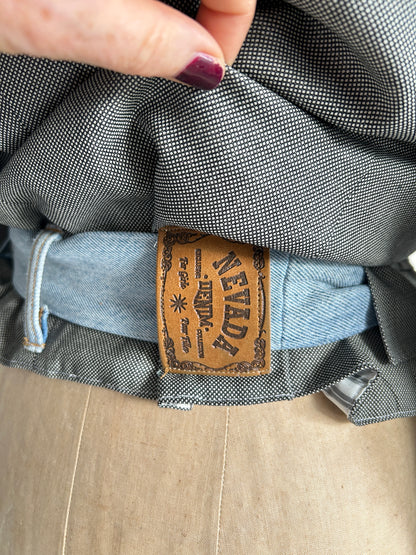 Cropped Upcycled Club Monaco Wool Blazer with Denim Belt Size M/L #BLAZML2