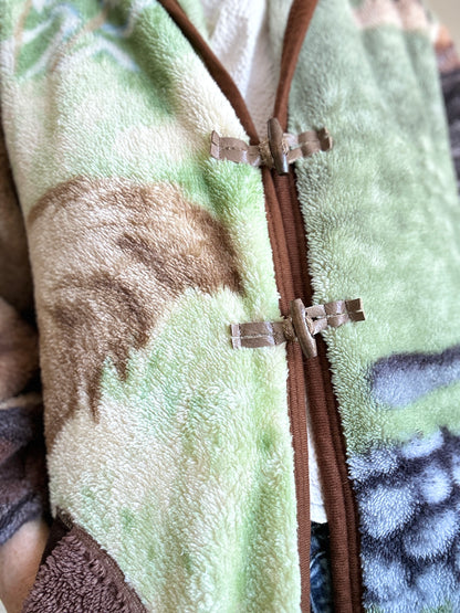 Vivianne Duster with Upcycled Fleece Blanket Horse Theme Size S/M #CVDFSM23