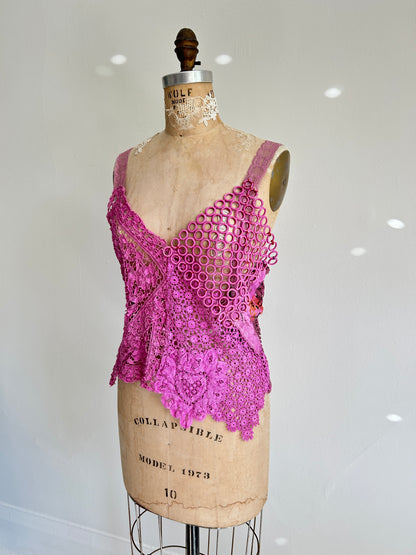 Mia Vintage Cotton Lace Dyed Cami Size M/L #MIA2