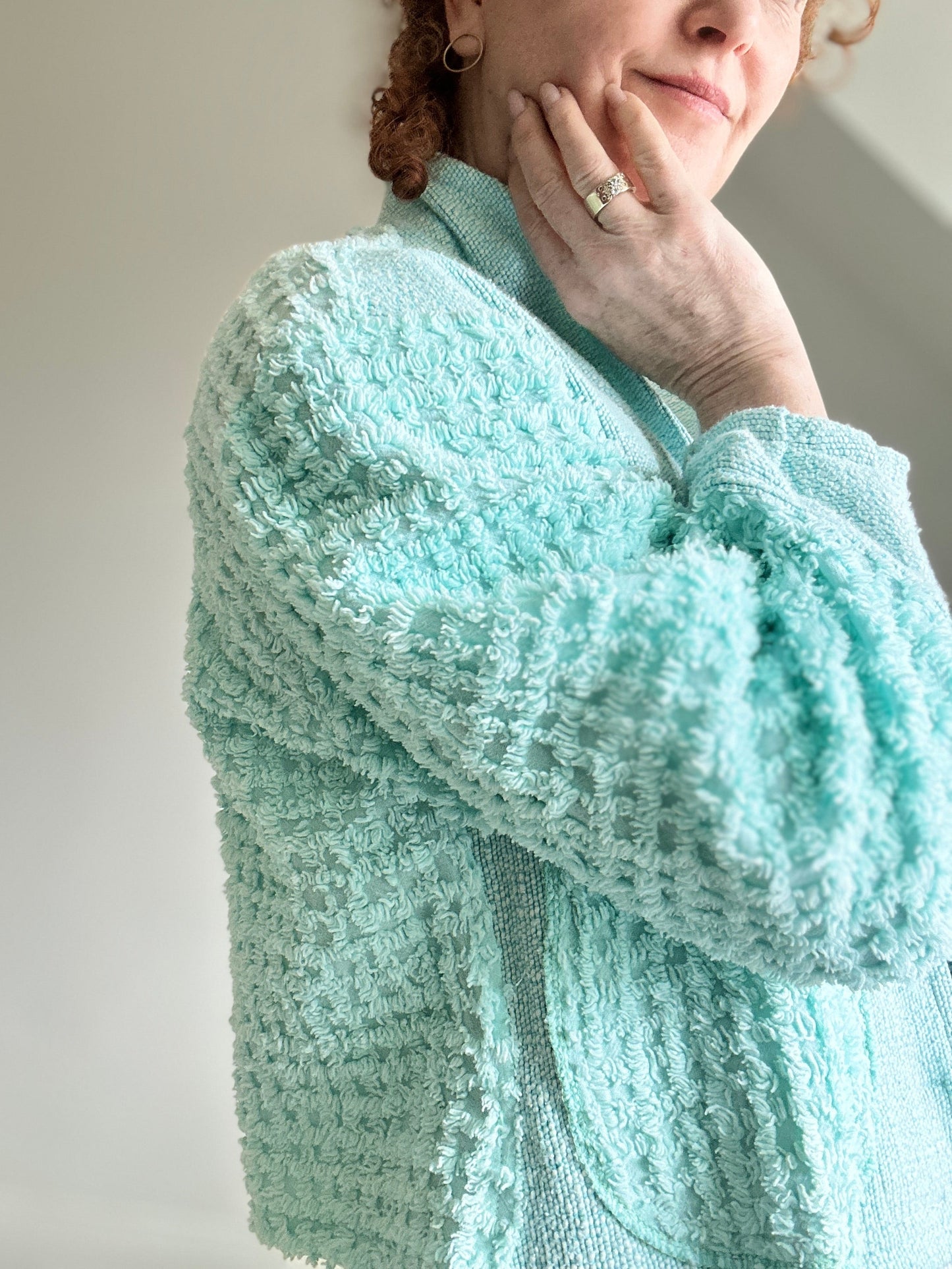 Vivianne Cropped Jacket with Upcycled Vintage Chenille Size S/M #CVCCHSM13