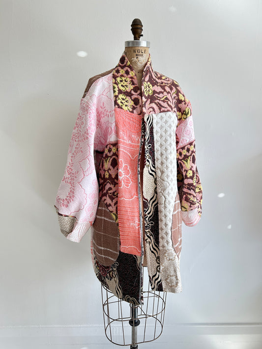 Vivianne Jacket with Upcycled Woven Throw Patchworked Size M/L #VIVT4