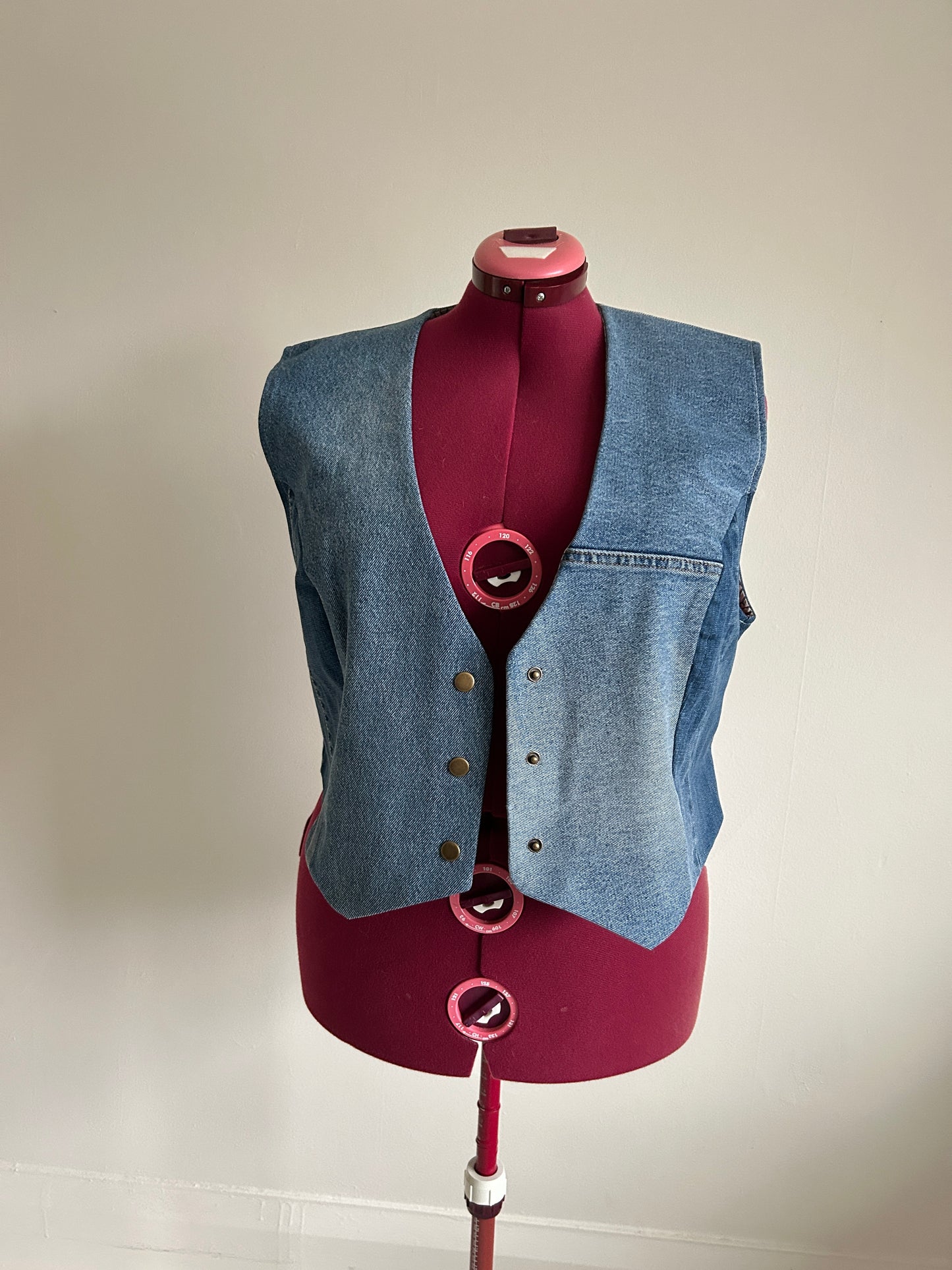 Leni Reclaimed Patchwork Denim Vest with Cotton Lining 2X #DV23X14