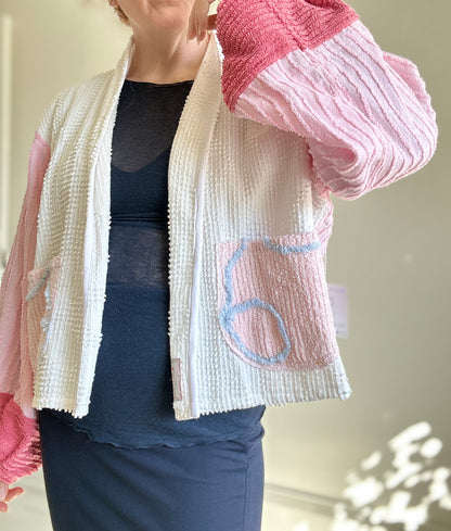 Vivianne Cropped Jacket with Upcycled Vintage Chenille Size 2X/3X #VIVCH18