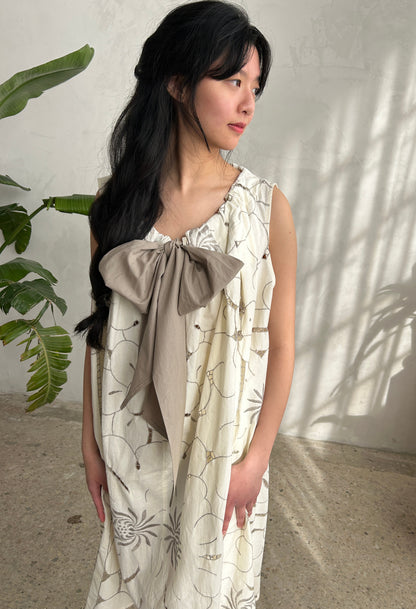 Marlowe Midi Dress with Upcycled Vintage Cut Lace Cotton O/S # MAR5