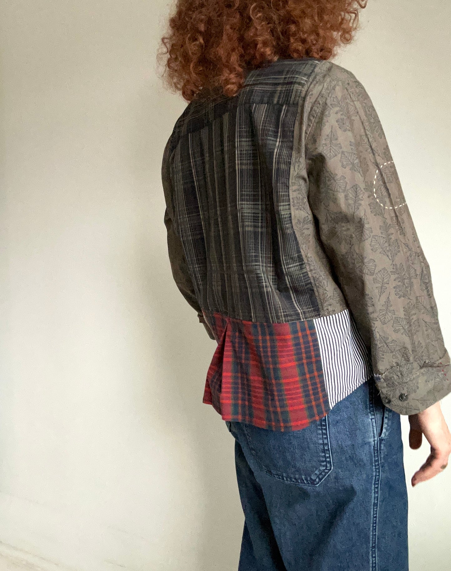 Reworked “Tuxedo Workwear” Buttondown Shirt with Handstitching XL/2X #TBX2X19