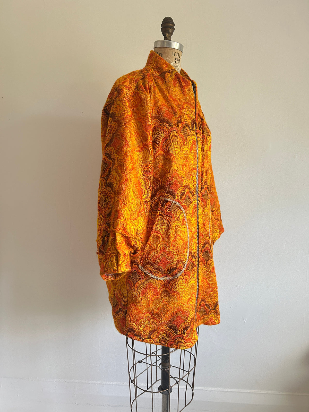 Billie Zip Up Jacket with Upcycled Vintage Draperies Size S/M #BILLJSM8