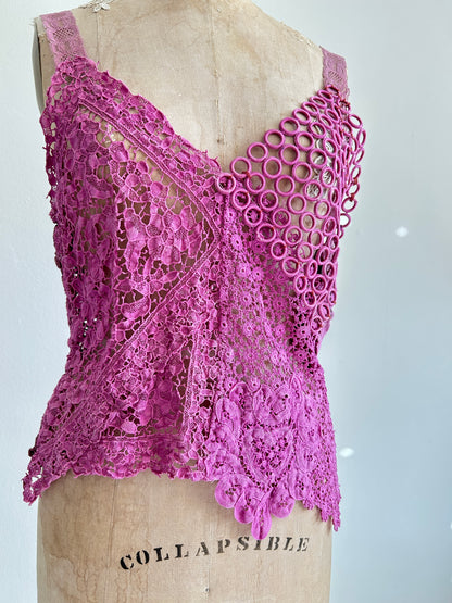 Mia Vintage Cotton Lace Dyed Cami Size M/L #MIA2
