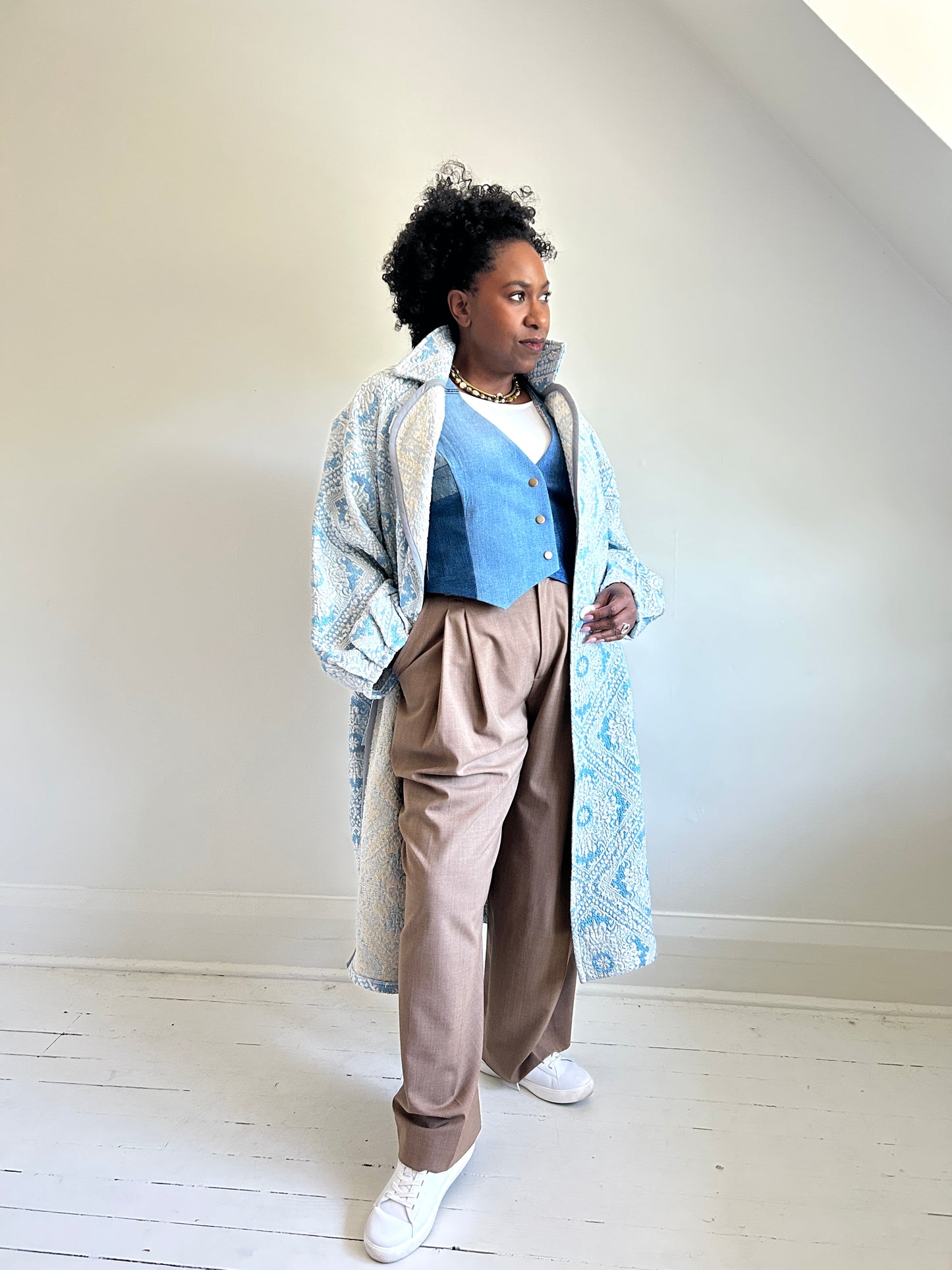 Leni Reclaimed Patchwork Denim Vest with Cotton Lining 2X #LENI10