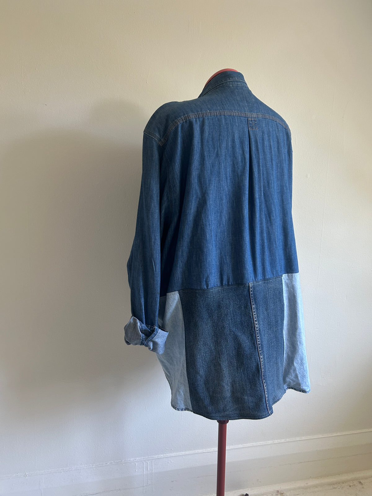 Upcycled Modern Workwear Wrangler Denim Shirt - Circle Series Size 2X/3X #DEN3X6