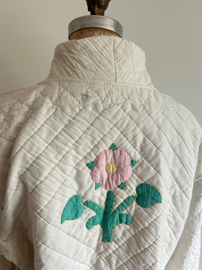 Billie Zip Up Jacket with Upcycled Vintage Quilt Size M/L #BILLMLCR6