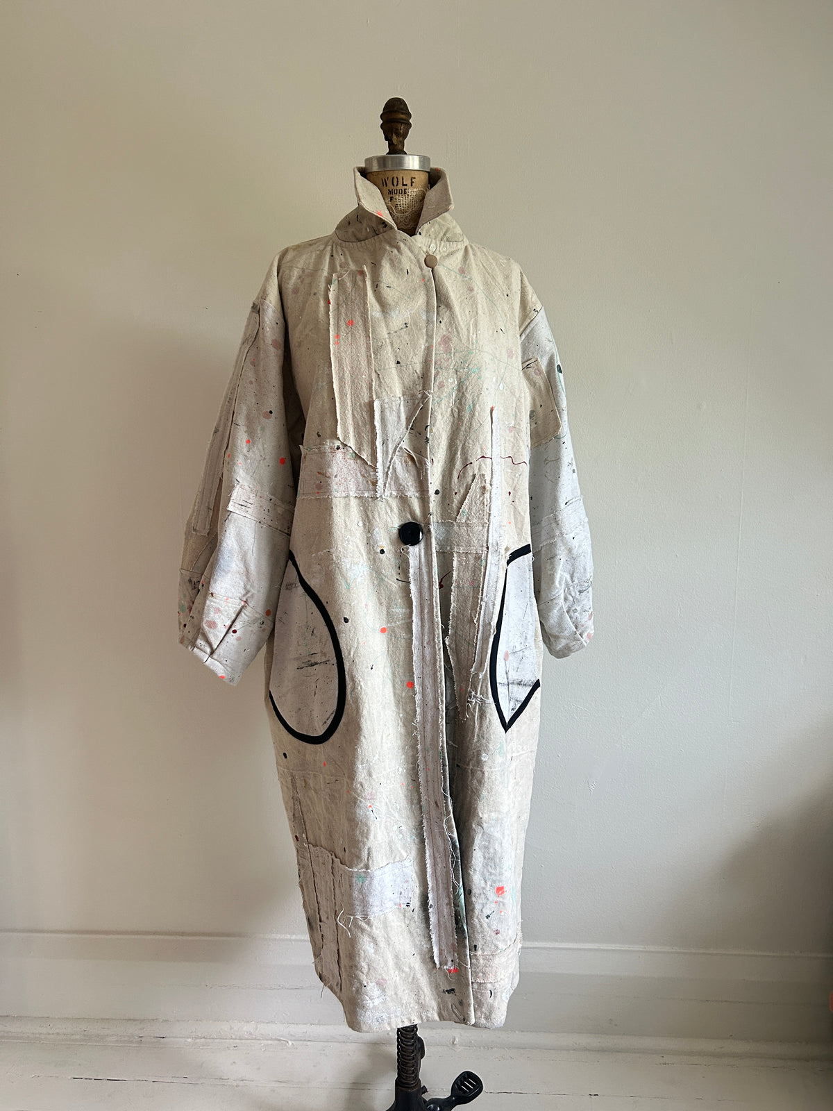 Trench with Upcycled Painters Drop Cloths Size XL/2X #TRENCHPX2X1