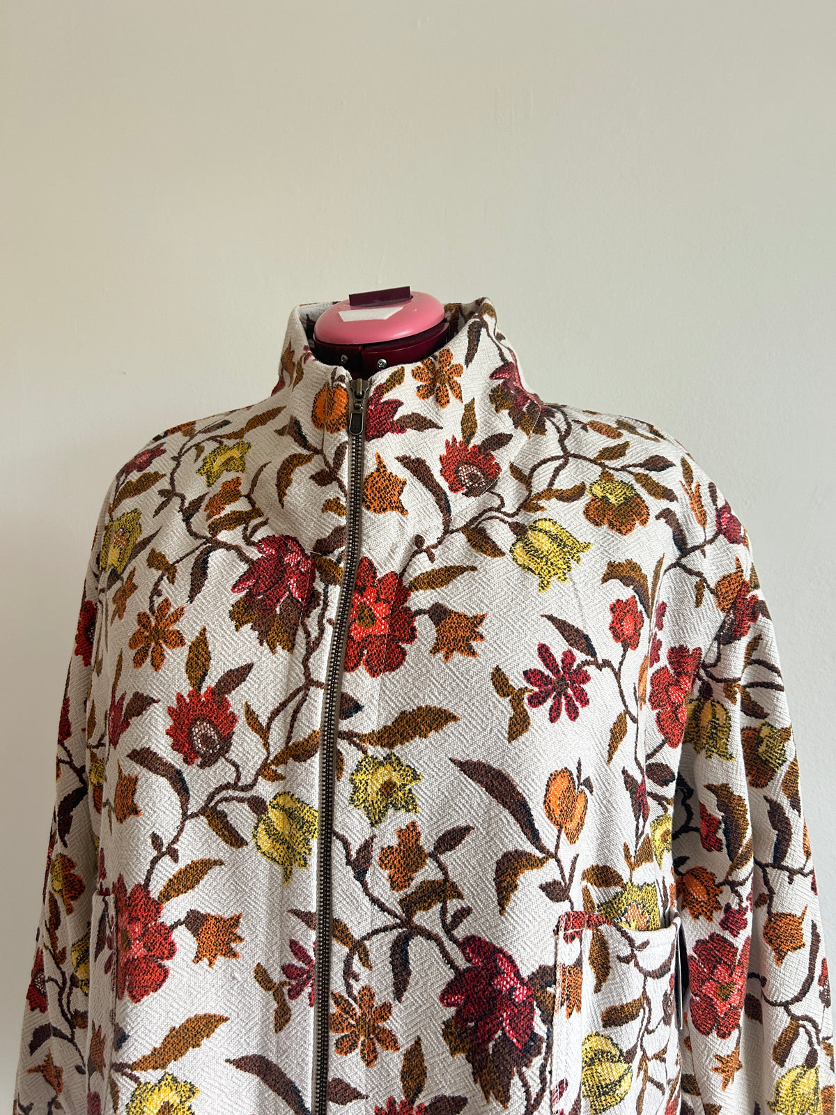 Billie Zip Up Jacket with Upcycled Vintage Draperies Size 2X/3X #BILL23XCR5