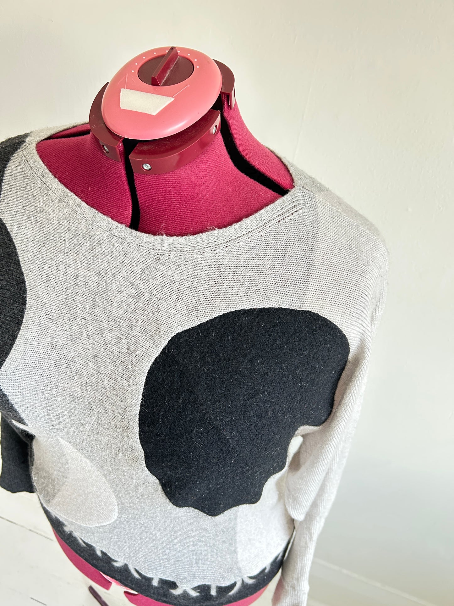 Abstract Art Patched Upcycled Cashmere Sweater 2X/3X #CAS23X24