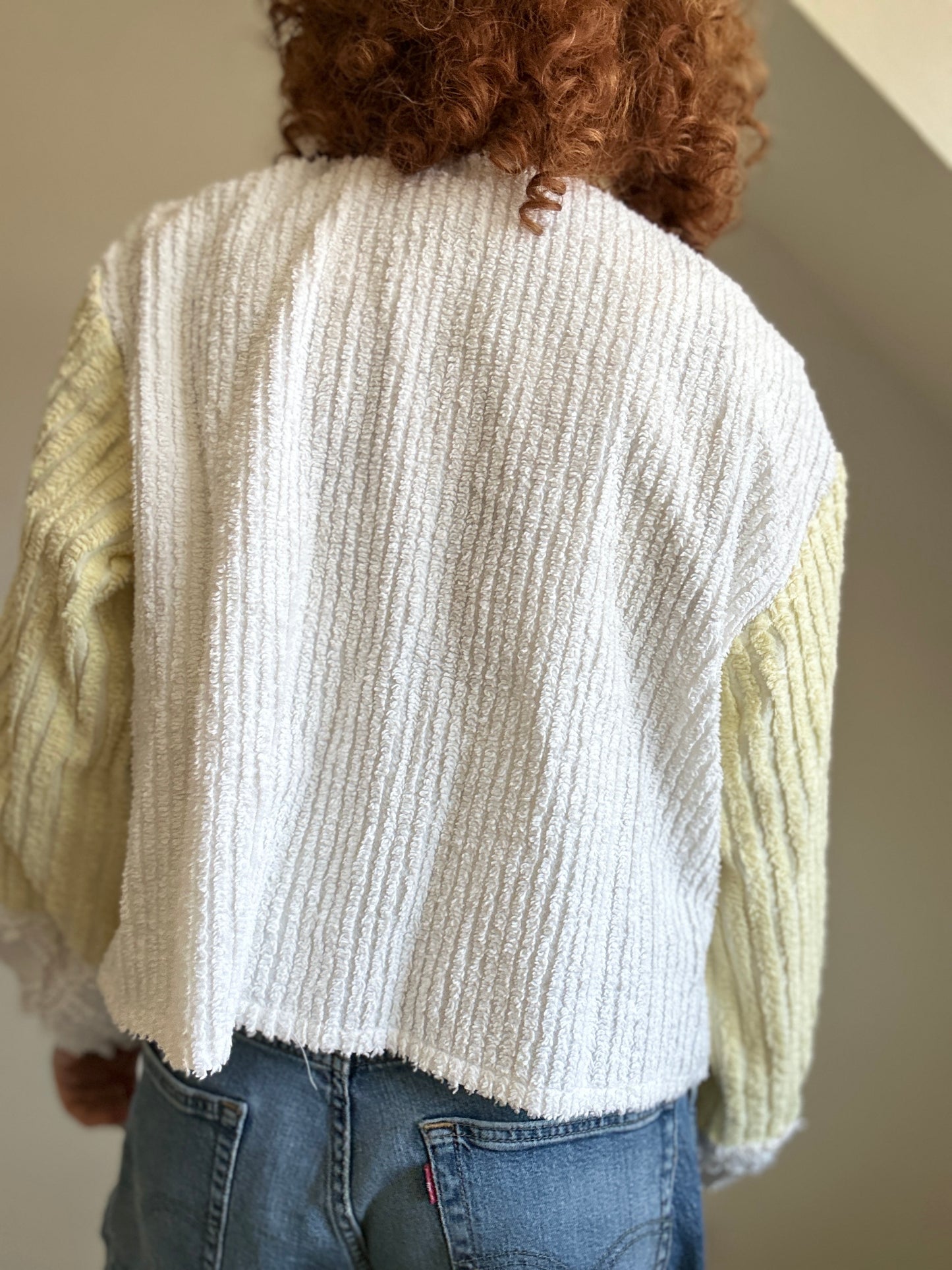 Vivianne Cropped Jacket with Upcycled Vintage Chenille Size XL/2X #CVCCHX2X21