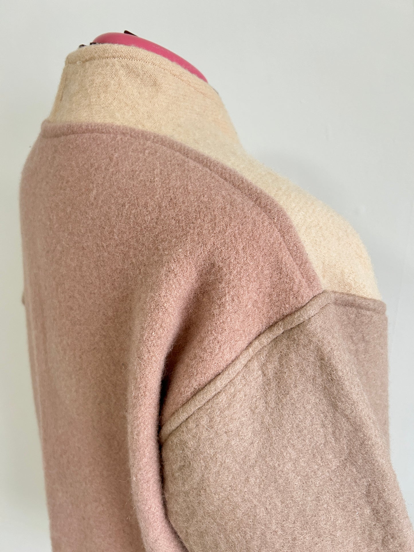 Vivianne Jacket with Upcycled Vintage Wool Blanket & Leather & Wooden Toggles Size 2X/3X #CVJW23X32