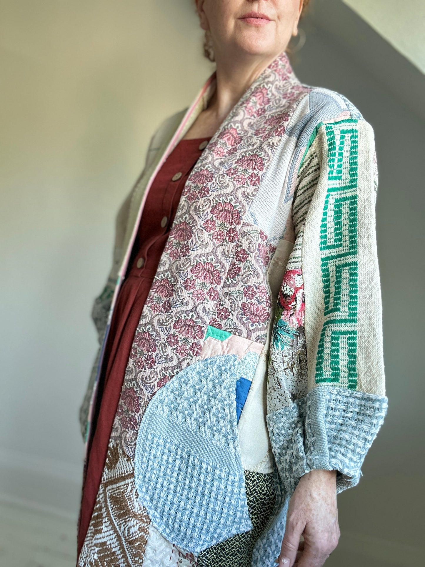 Vivianne Jacket with Upcycled Woven Throw Patchworked Size S/M #VIVT8