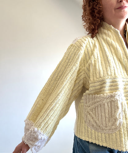 Vivianne Cropped Jacket with Upcycled Vintage Chenille Size XL/2X #CVCCHX2X21
