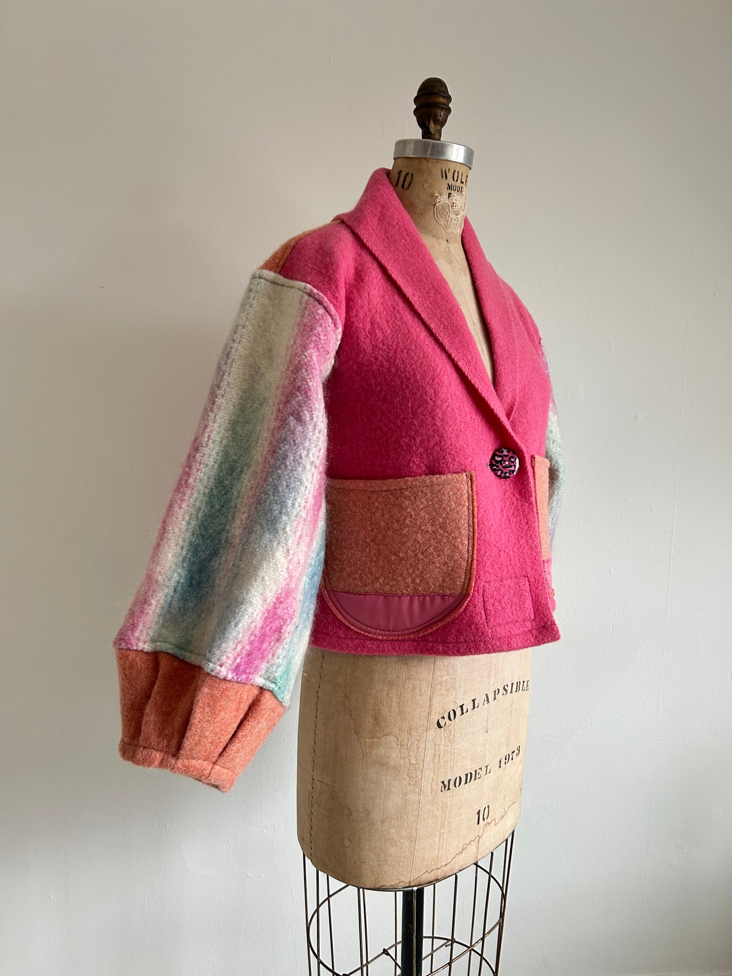 Vivianne Cropped Jacket with Upcycled Vintage Wool Size S/M #CVCWSM58