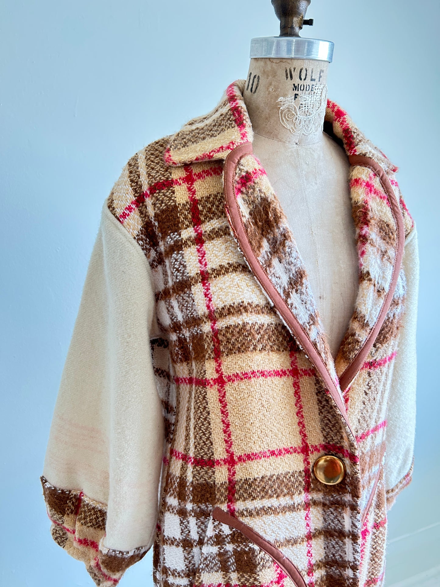 Trench with Vintage Wool Blankets Size XS/S #CTDWXSS3