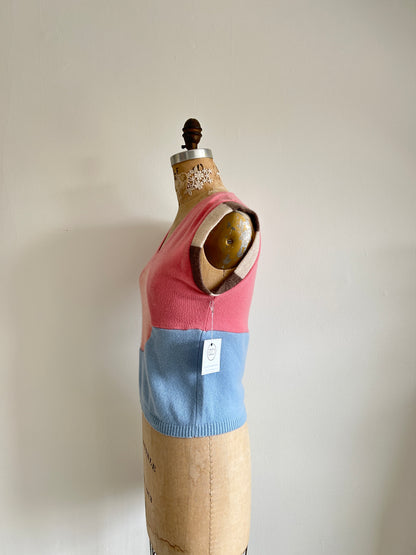 Abstract Art Patched Upcycled Cashmere Vest Size S/M #ARTV3