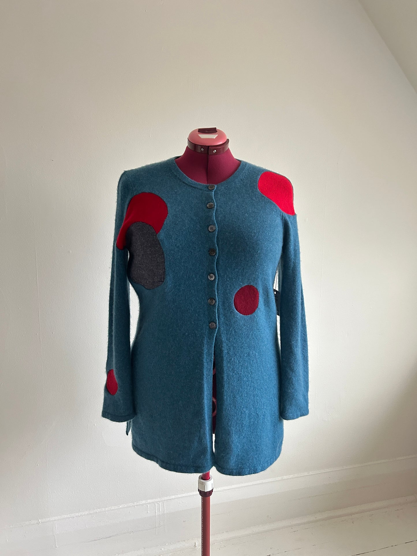 Abstract Art Patched Upcycled Cashmere Sweater L/XL #CAS23X36