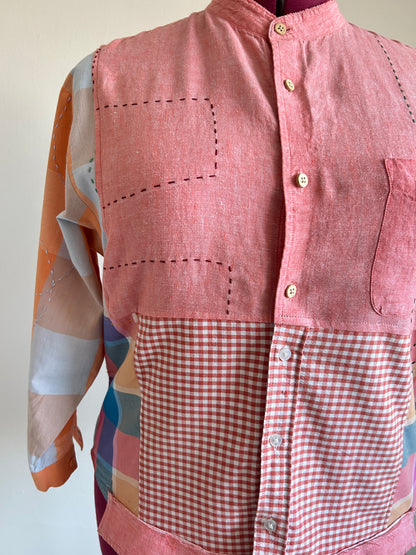 Reworked “Tuxedo Workwear” Buttondown Shirt with Handstitching XL/2X #TB23X10