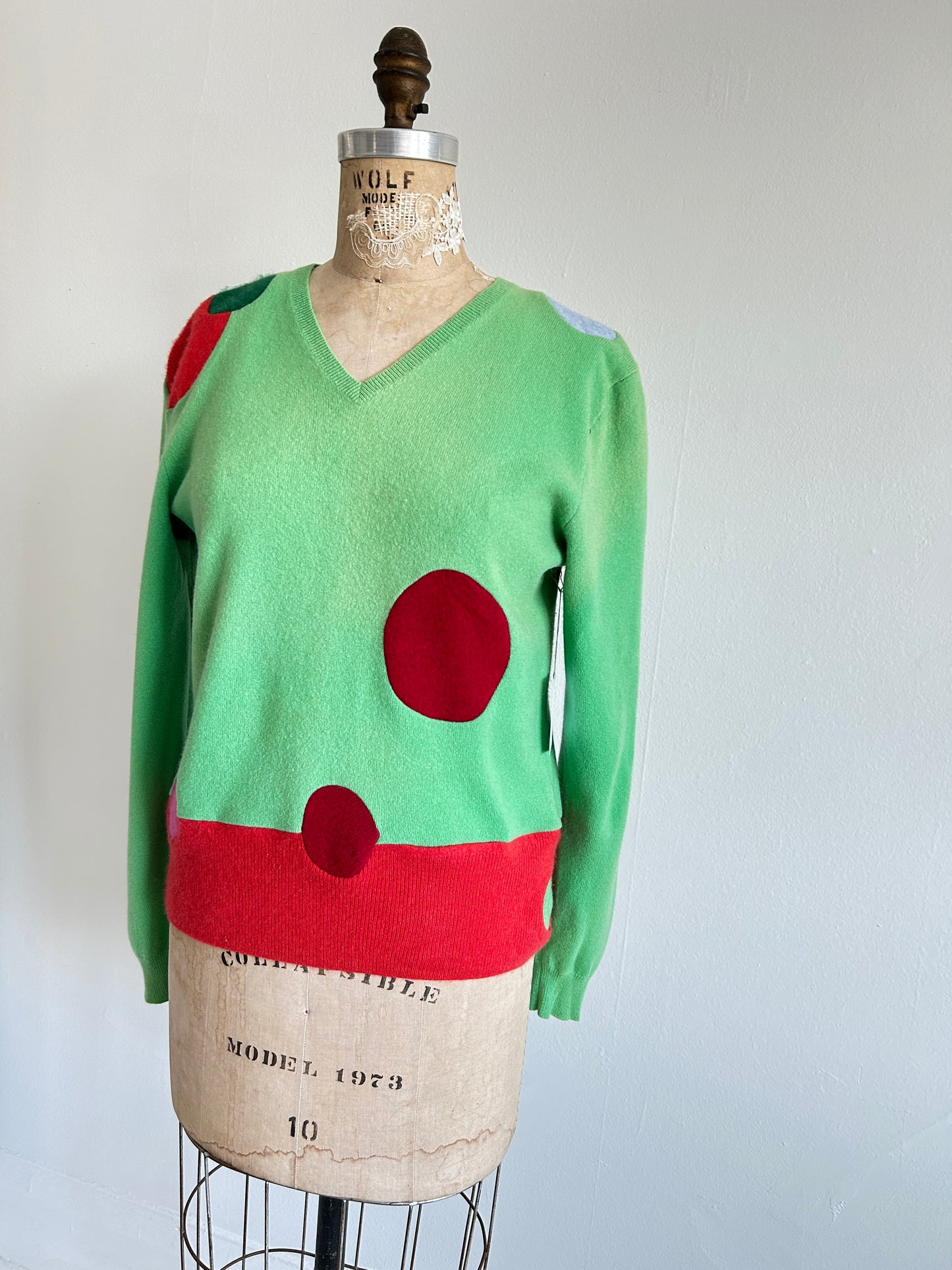 Abstract Art Patched Upcycled Cashmere Sweater L/XL #CASLXL19