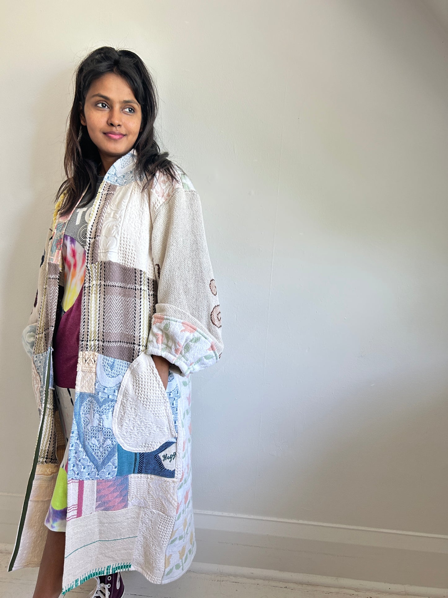 Vivianne Jacket with Upcycled Woven Throw Patchworked Size M/L #VIVT4